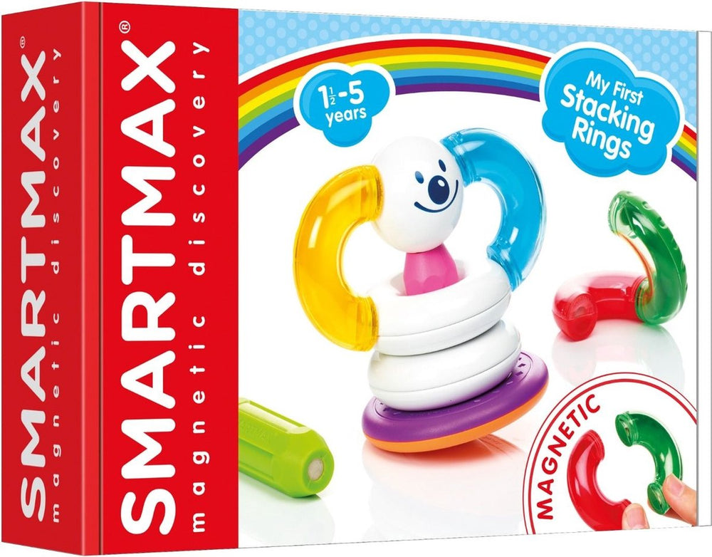 Smartmax my first stacking rings - magnetische stapelringen - bouwset met dubbelzijdige wiebelbasis - educatief speelgoed voor peuters - vanaf 1 jaar