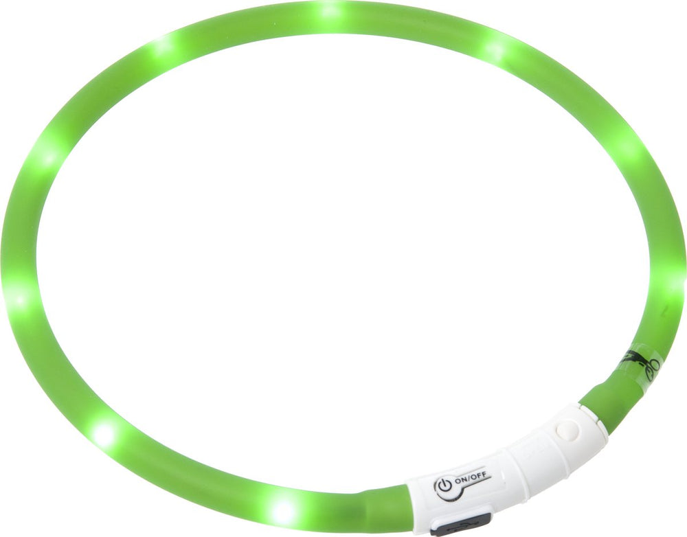 Flamingo visio led halsband 70 cm - hondenhalsband - groen