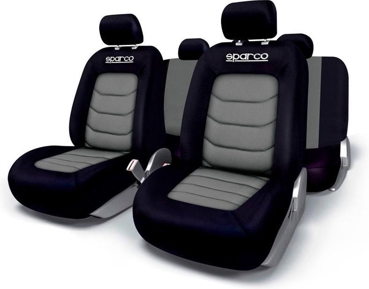 Sparco stoelhoezenset zwart grijs (11-delig) (ook geschikt voor side-airbags)