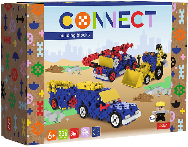 Connect | bouwstenen l bouwvoertuigen suv met trailer 236 stuks