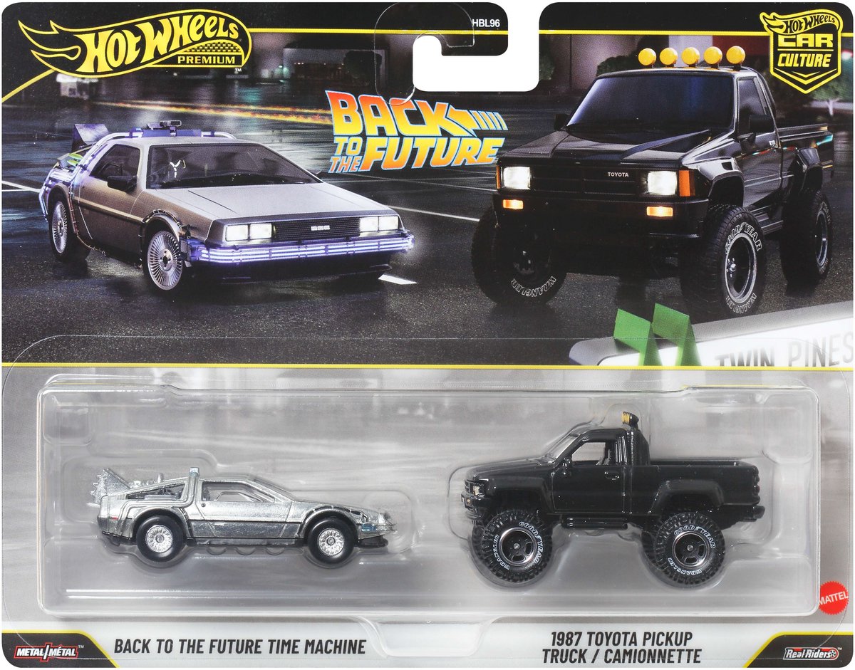 Hot wheels premium car culture set van 2 - back to the future time machine 1987 toyota pickup camionnette