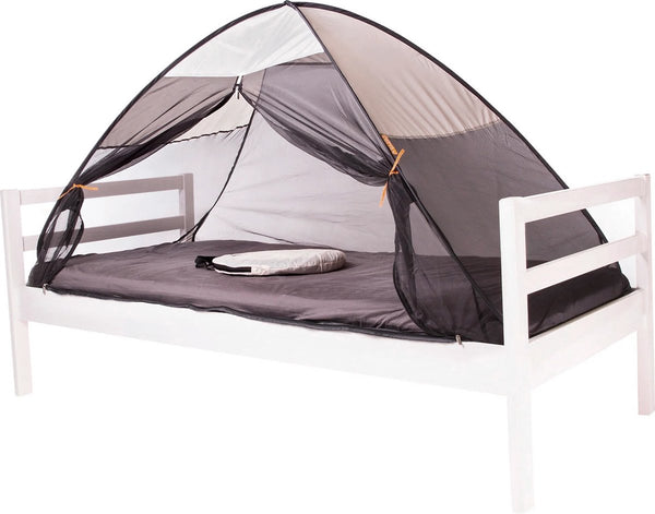 Deryan bedtent pop up klamboe - 200x90cm - hoogste kwaliteit muggennet muskietennet 1mm gaas - cream