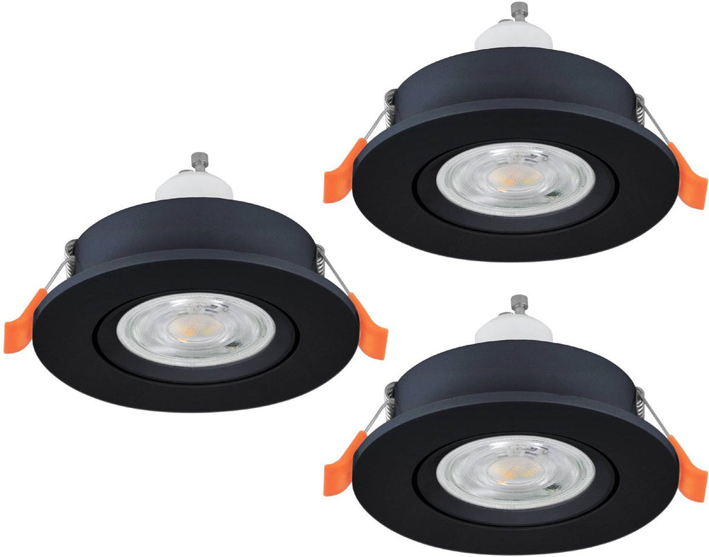 Eglo barranco inbouwspot - gu10 - ø 9 cm - zwart - set van 3 stuks - kantelbaar