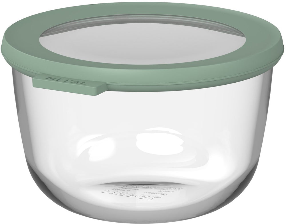Mepal glazen vershouddoos rond cirqula - 1000 ml - glazen vershoudbakjes - hittebestendig tot 550 °c. zonder deksel - meal prep bakjes - nordic sage
