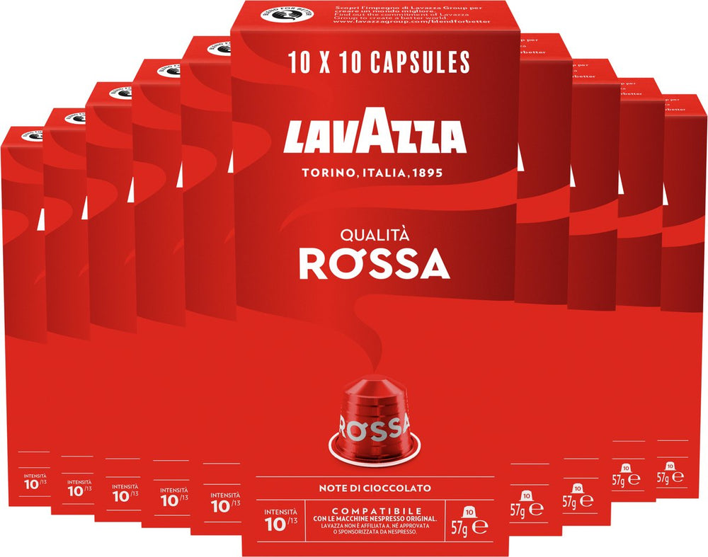 Lavazza qualità rossa koffiecups - 100 nespresso cups - 100% arabica koffie - intensiteit: 10 13 - 10 x 10 aluminium capsules