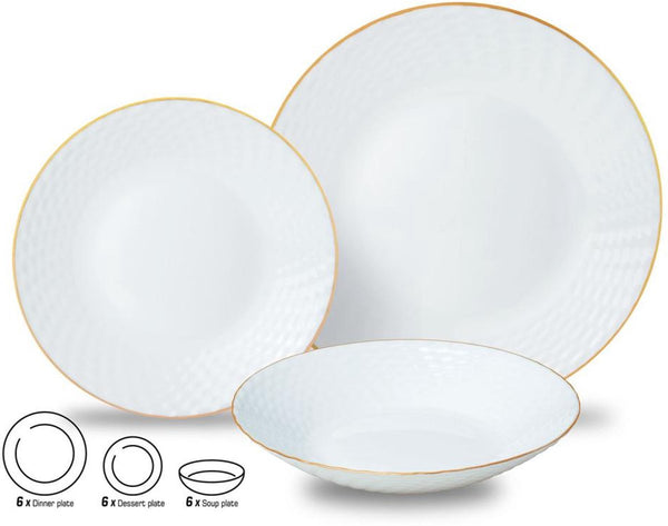 Kinghoff 1876 - glazen dinerset - 18 delig met gouden rand