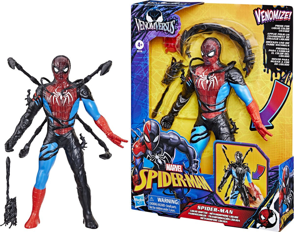 Marvel Spiderman-gif versus vloeibare shifter-figuur