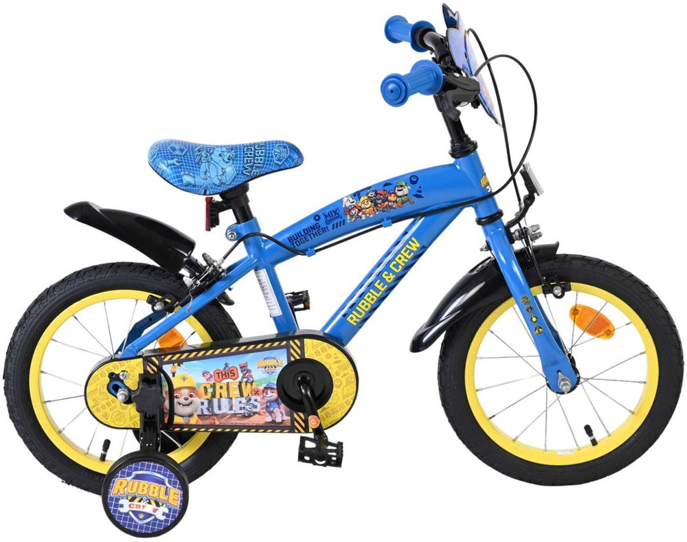 Volare paw patrol - rubble crew kinderfiets - jongens - 14 inch - blauw - twee handremmen