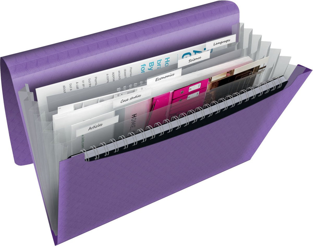 Esselte colour'breeze a4 uitzetbare projectmap - organiser met 5 tabbladen 6 vakken - lavendel