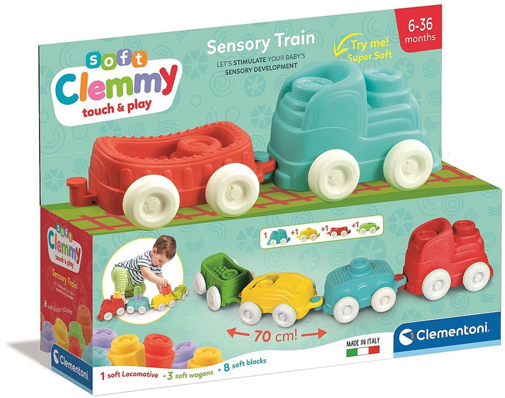 Clementoni baby - clemmy sensorische trein met zachte blokken, 12dlg.