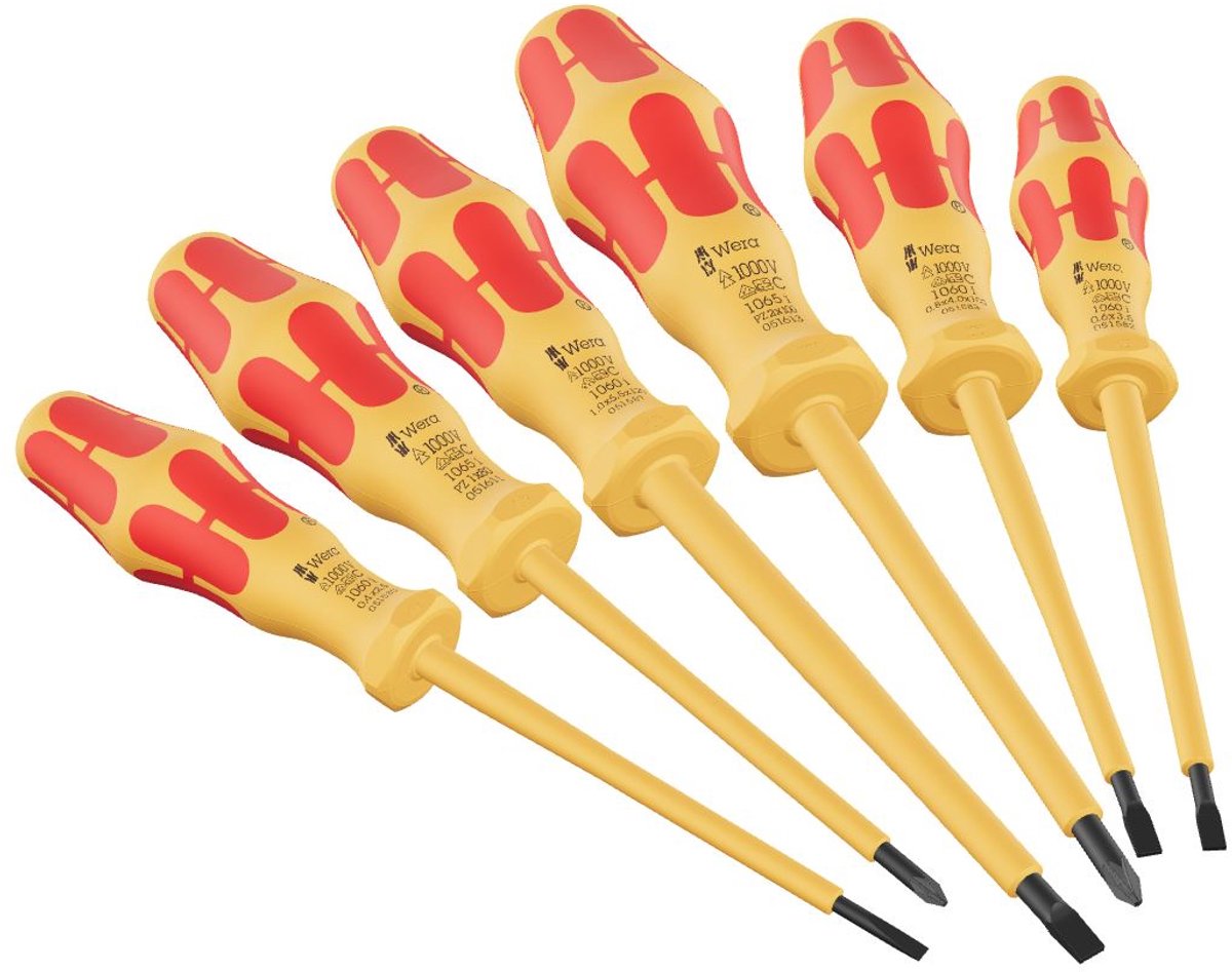 Wera 1060 i 1065 i 6 vde 1000v geïsoleerde schroevendraaierset kraftform vde , 6-delig - 05051576001