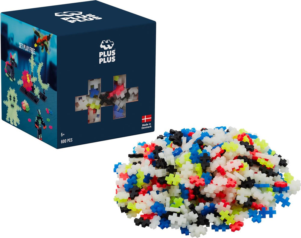 Plus-plus glow in the dark 600 delige bouwset - 3974 - bouwspeelgoed - constructiespeelgoed - set met bouwstenen - vanaf 5 jaar