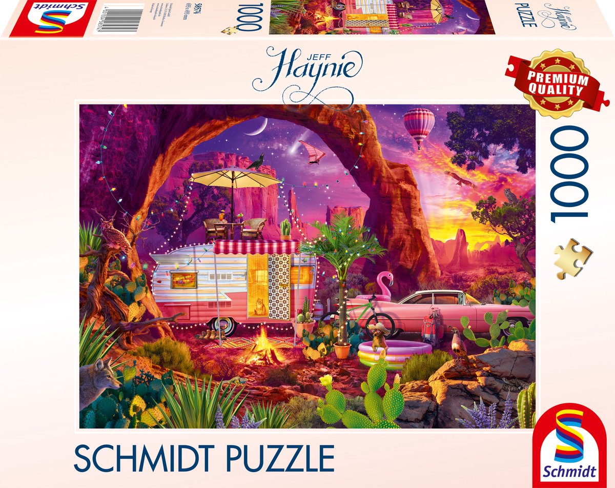 Schmidt - legpuzzel - campingparadijs in de woestijn - jeff haynie - 1000 stukjes - volwassenen - vanaf 12 jaar