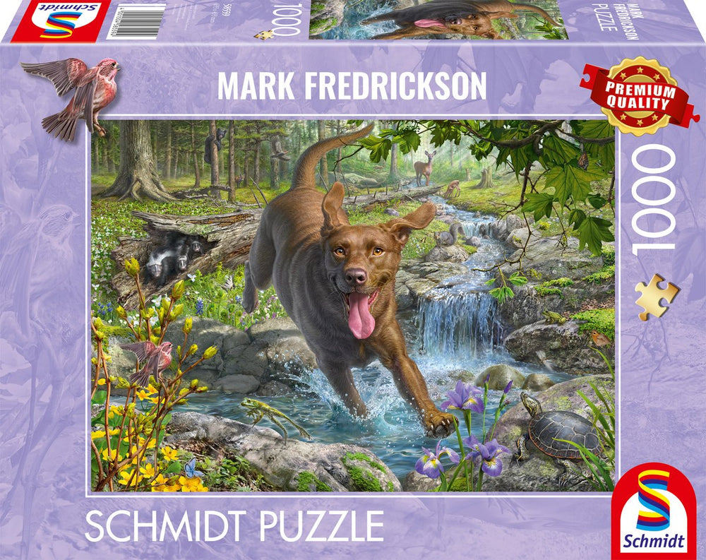 Schmidt - legpuzzel - hondenliefde, lentewandeling met labrador retriever - mark fredrickson - 1000 stukjes - volwassenen - vanaf 12 jaar