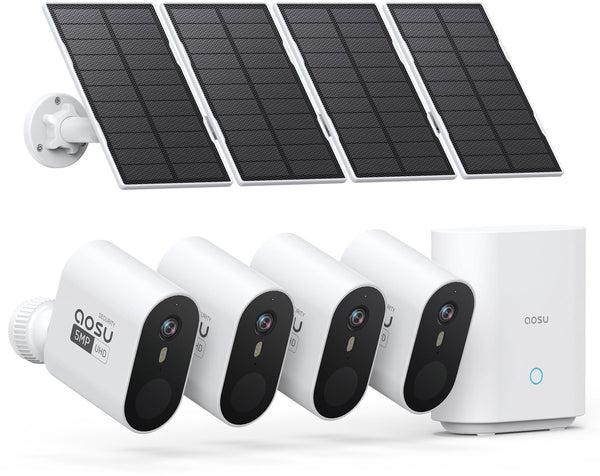 Aosu solarcam system max - 4 beveiligingscamera’s - 2k resolutie - zonne-energie - draadloos - 32gb
