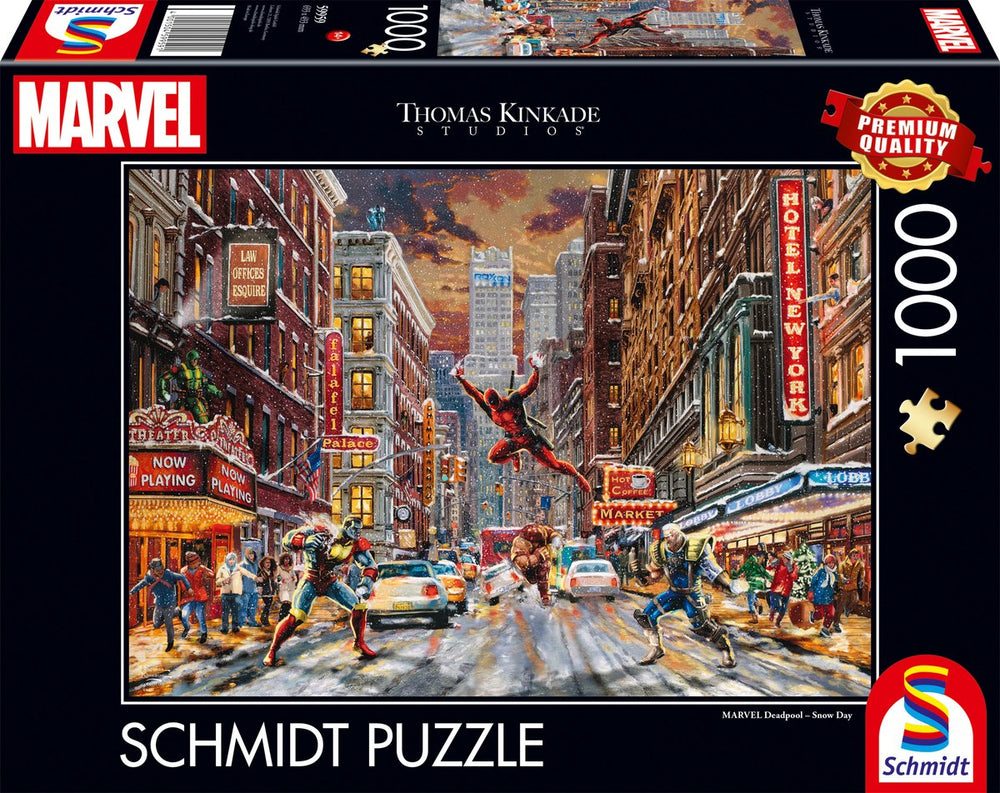 Schmidt - legpuzzel - marvel - deadpool, snow day - thomas kinkade studios - 1000 stukjes - volwassenen - vanaf 12 jaar
