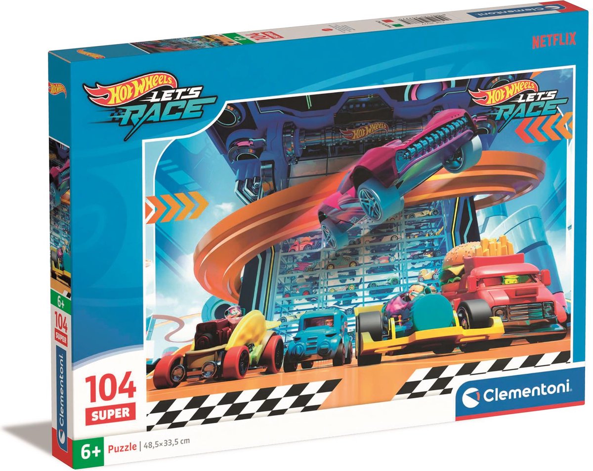 Clementoni legpuzzel superkleur hot wheels ii, 104st.
