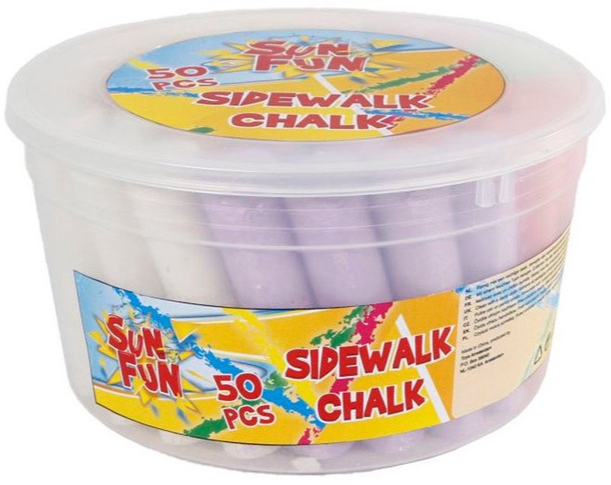 Seizoen stoepkrijt sun fun 105x25mm 8x6 kleuren in emmer
