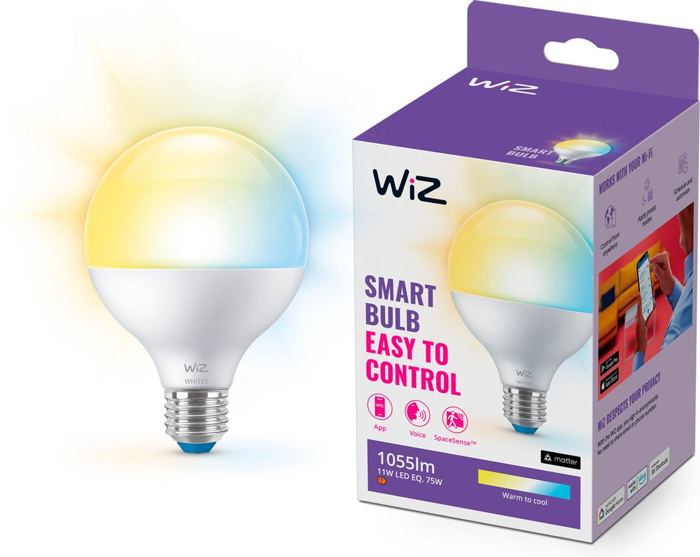 Wiz globe lamp - warm- tot koelwit licht - slimme led verlichting - e27 fitting - 75w - mat - wi-fi