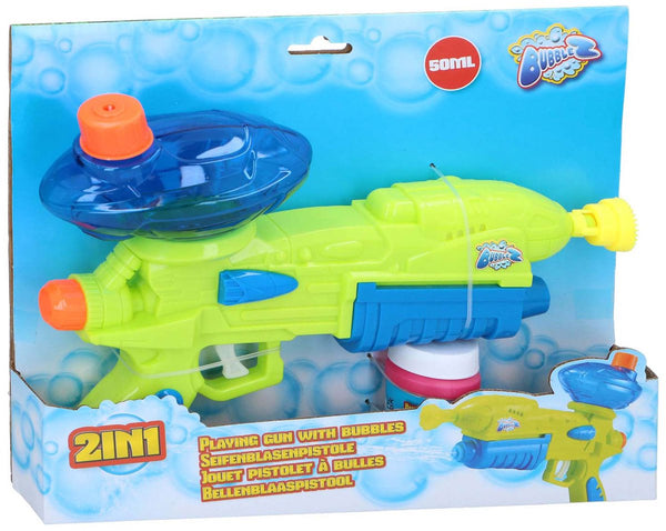 Bubblez 2-in-1 waterpistool en zeepbellen bellenmachine buitenspellen voor kinderen speelgoedbellenset incl. 50 ml bellenvloeistof