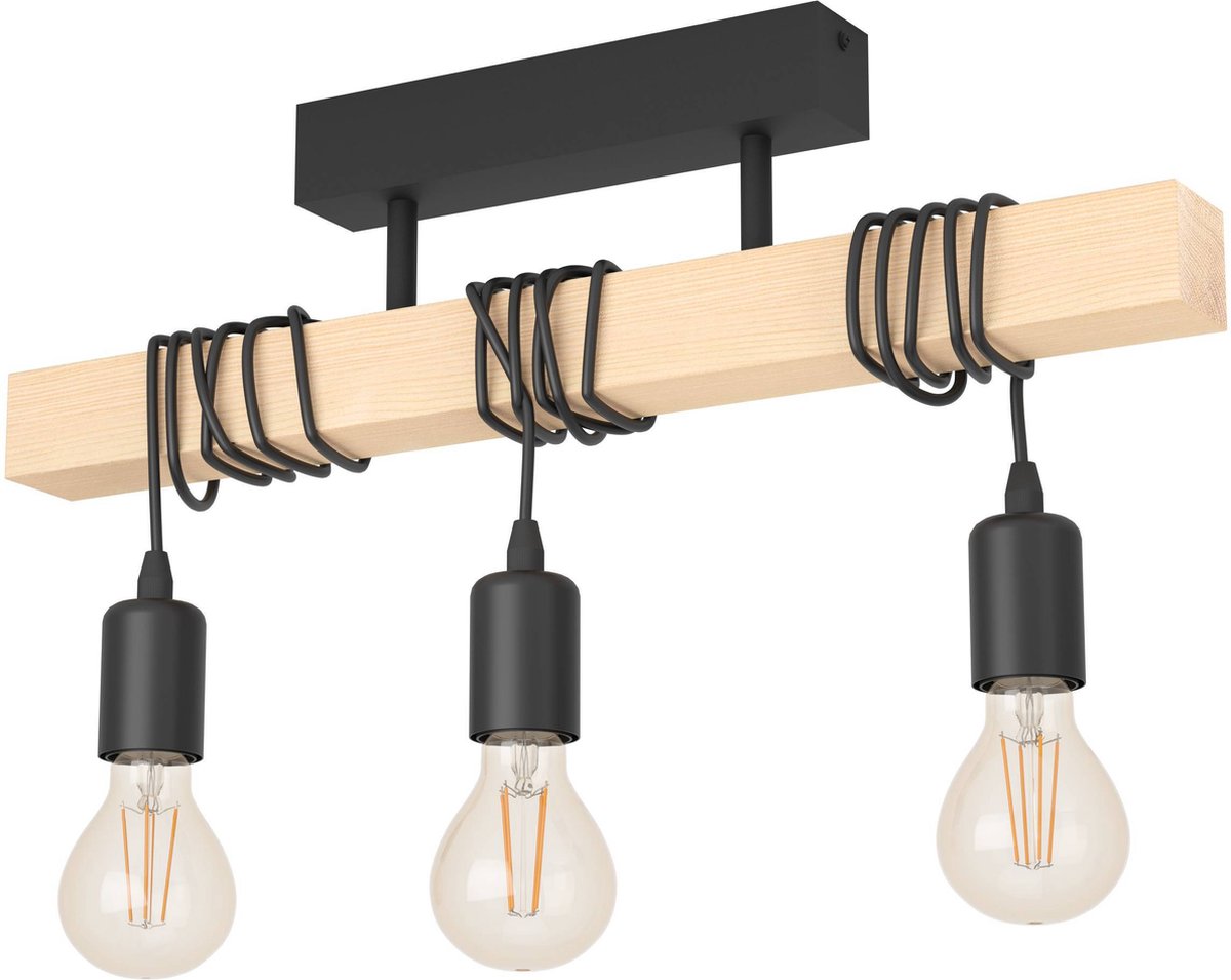 Eglo townshend plafondlamp - e27 - 55 cm - zwart bruin - fsc hout