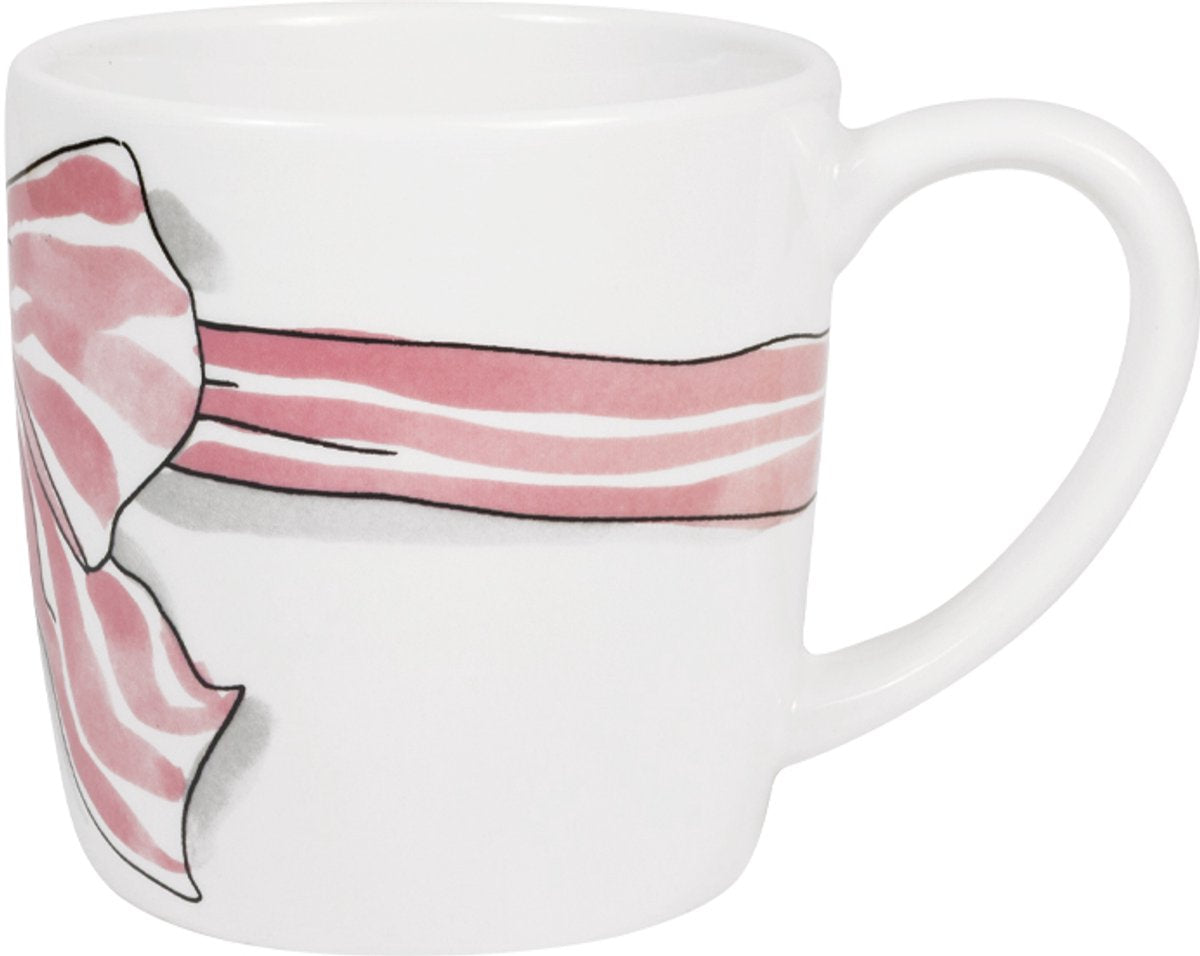 Blond amsterdam , even bijkletsen: cappuccino mug 0,5l roze strik