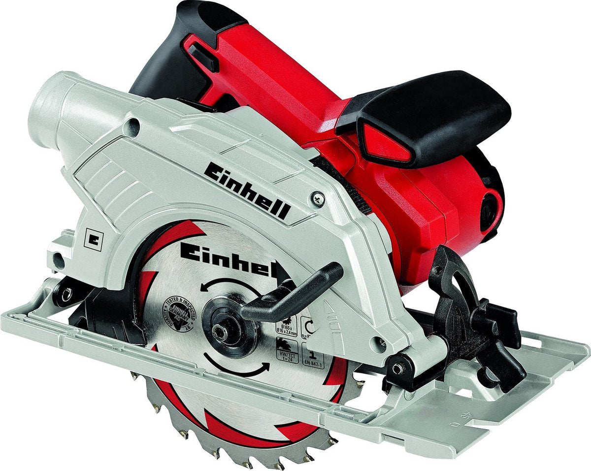 Einhell circular saw TE-CS 165 - 1200 W - 5,500 rpm - Ø165 - max. cutting depth at 90°/45°: 55/40 mm - incl. 1x saw blade (Ø165x16x2.4 mm 24 T)