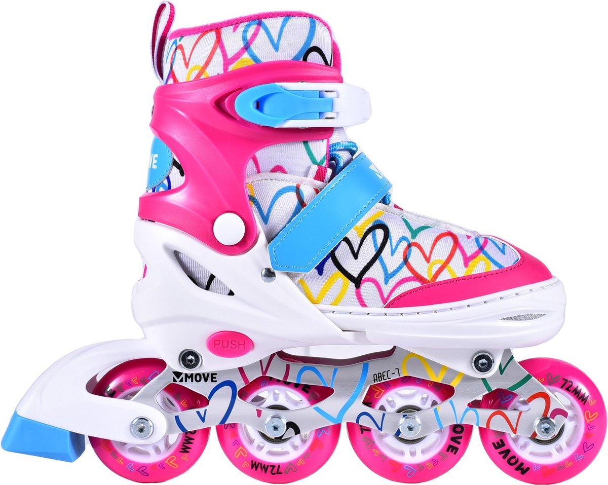 Move inline skates - love m 34-37 - wit roze - verstelbaar maat 34 tot 37