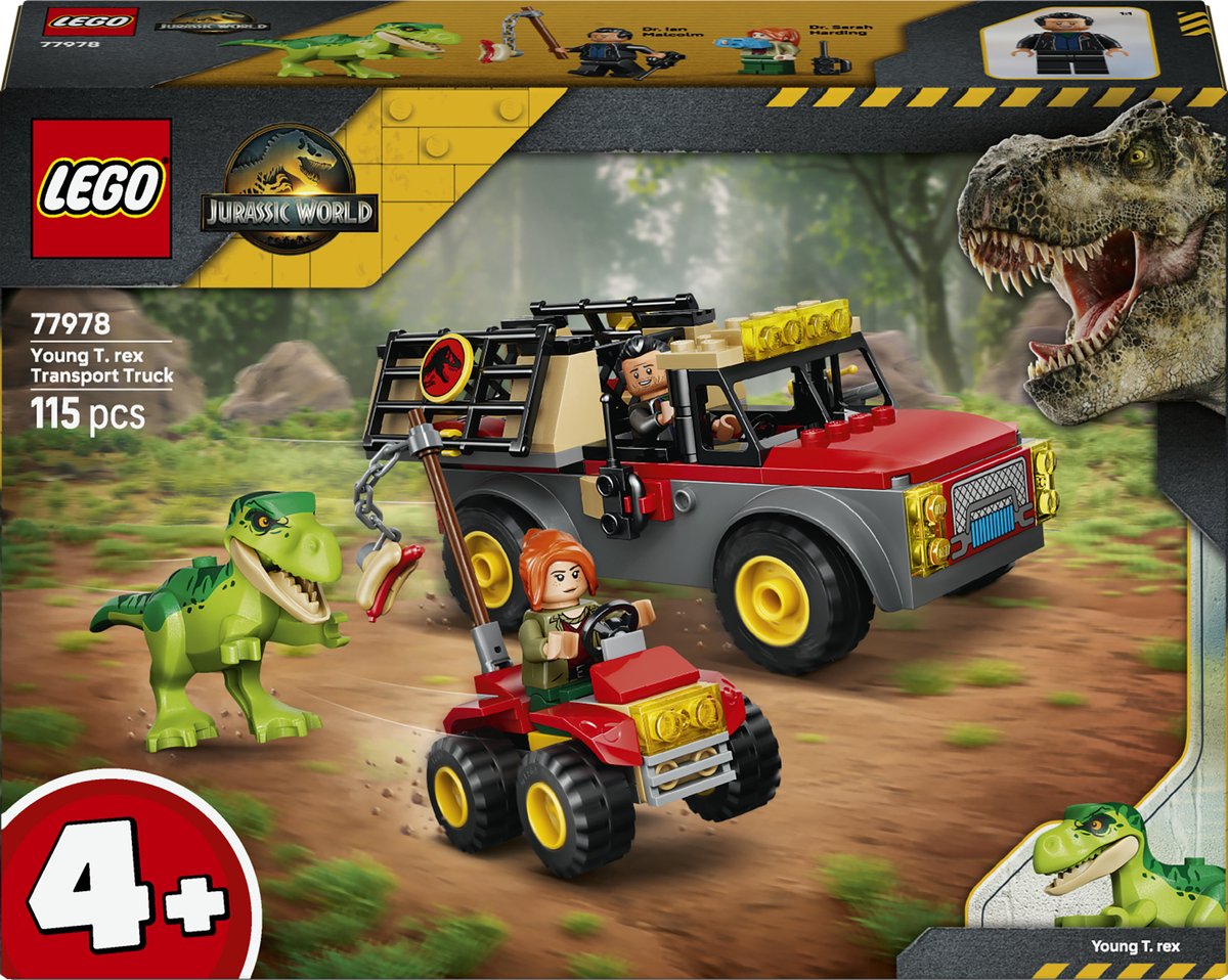 Lego jurassic world jonge t. rex transporttruck dino speelgoed voor kinderen vanaf 4 jaar 77978