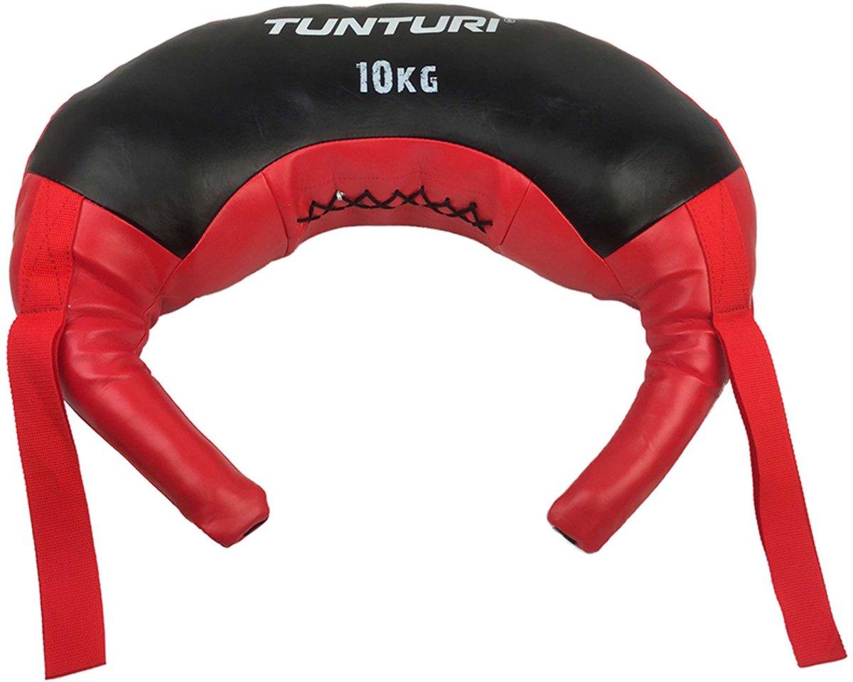 Tunturi bulgarian bag gewicht 10kg - fitness sandbag voor krachttraining - powerbag rood - incl. gratis fitness app