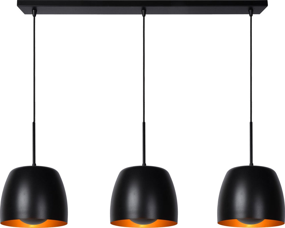 Lucide nolan - hanglamp - 3xe27 - zwart