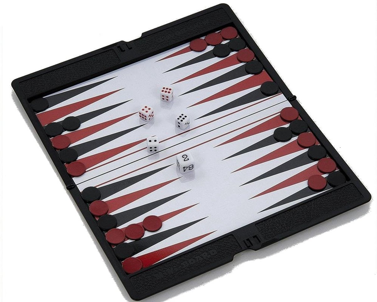 Philos hot sports + toys backgammon reisspel magnetisch etui 17x10cm reisformaat.