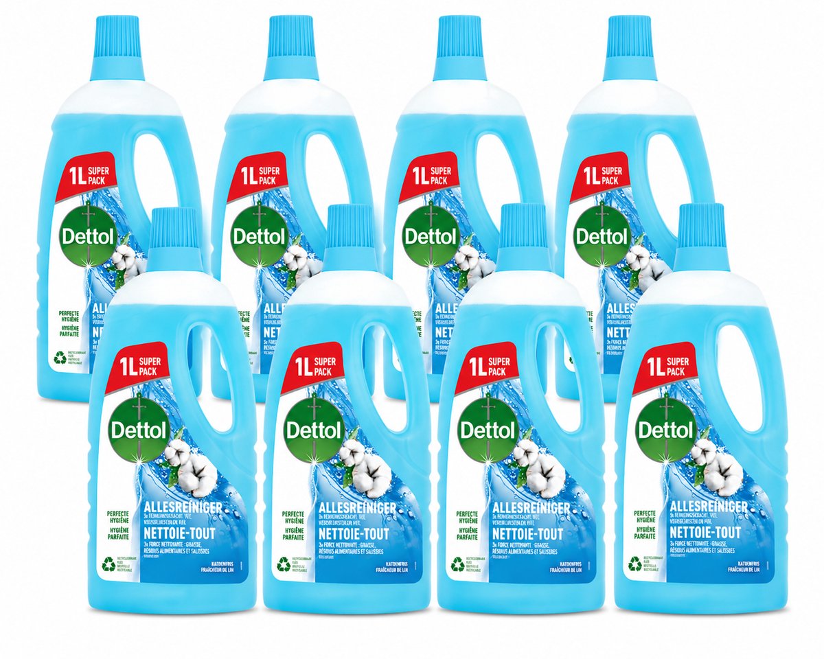 Dettol allesreiniger - katoenfris - 8 x 1 liter - voordeelverpakking