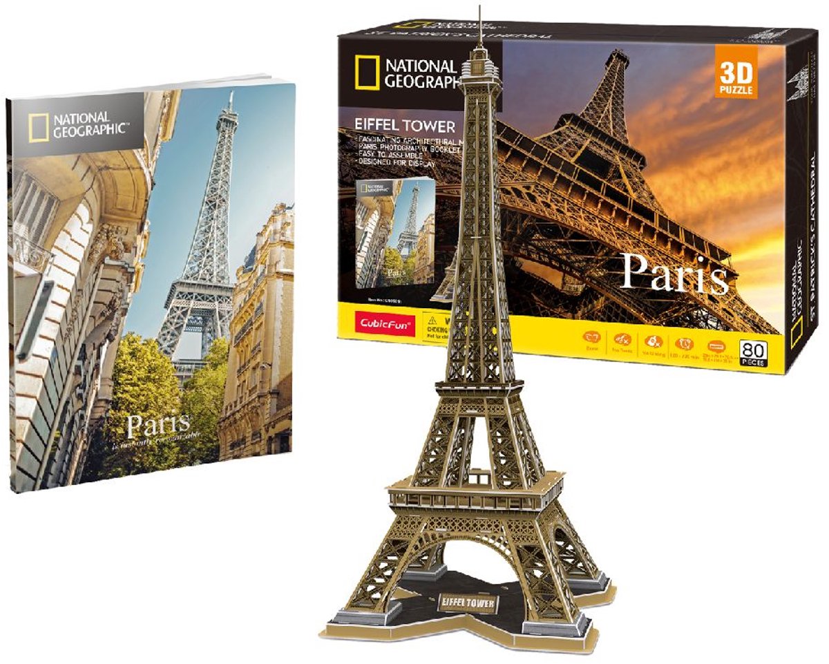 Kubieke leuke 3D-puzzel van National Geographic Eiffeltoren