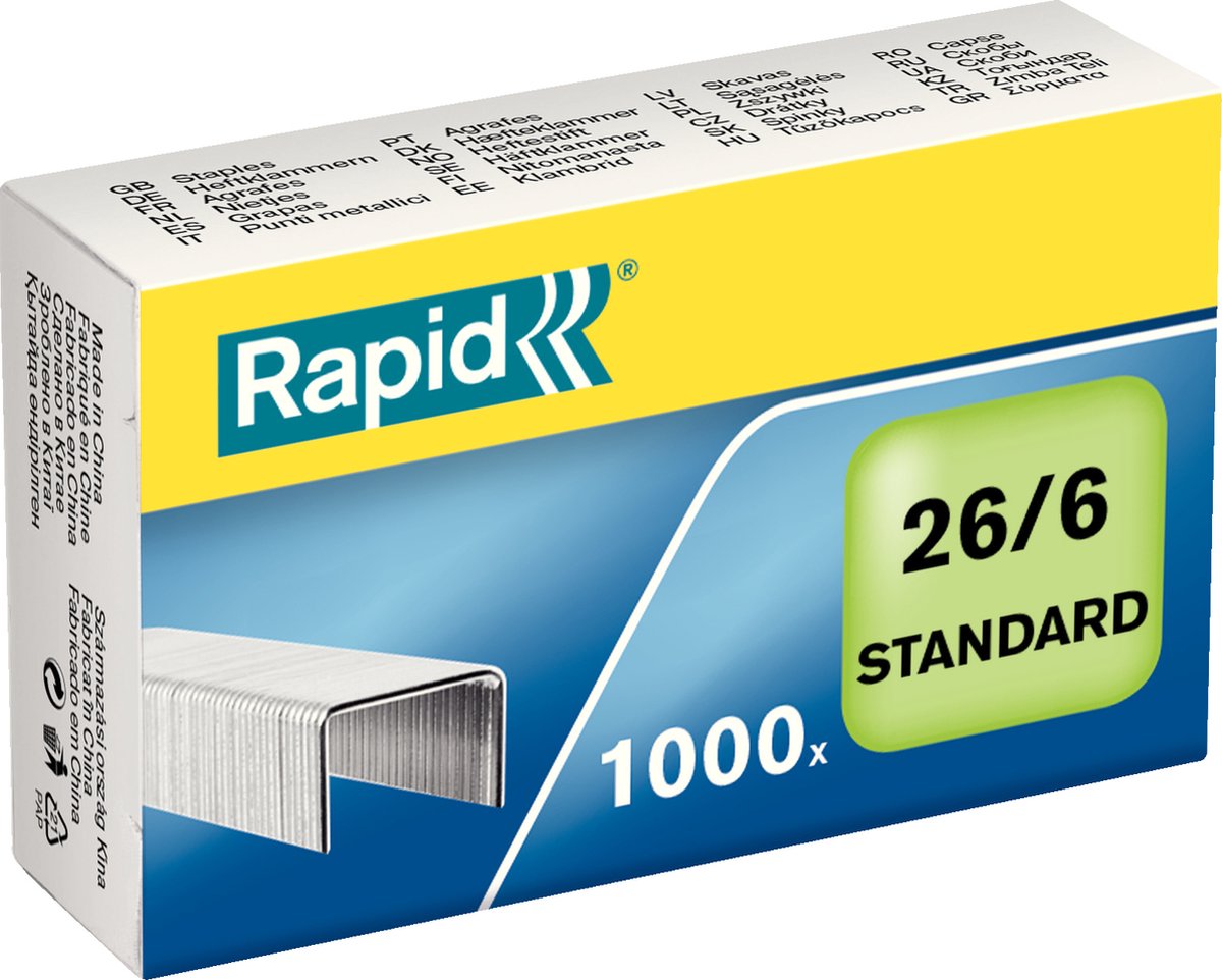Rapid standaard gegalvaniseerd 26 6 nietjes - 1000 nietjes