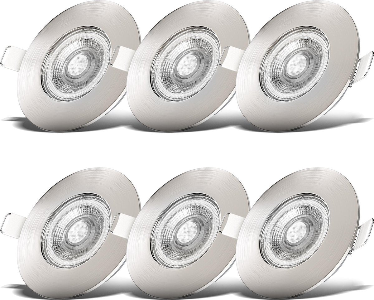B.k.licht b.klicht - inbouwspots badkamer - set van 6 - led badkamerverlichting - spotjes - ip44 - ø9cm - 3.000k - 460lm - 5w
