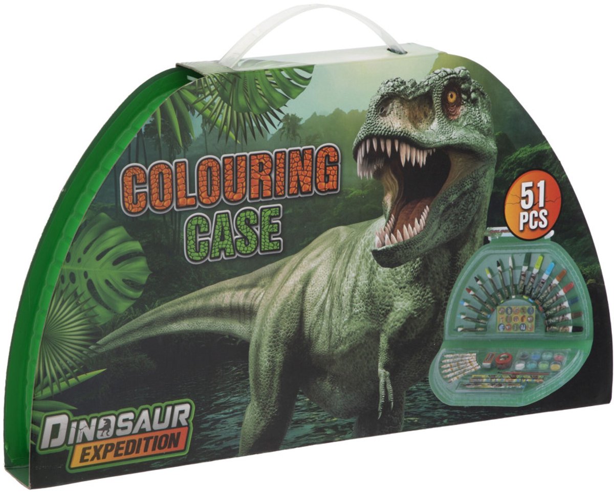 Creatieve knutselgroep dino kleurkoffer, 51dlg.