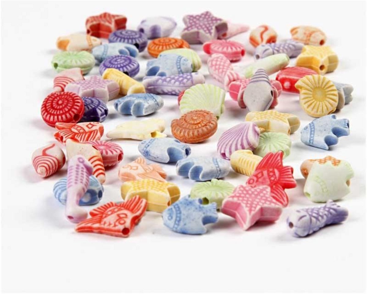 Creativ company cc plastic kralen zeedieren 9-12 mm multi 380 stuks