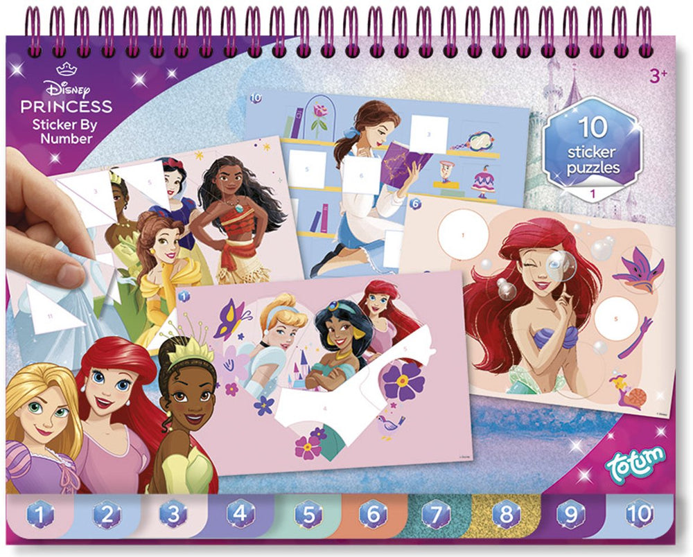Totum disney princess sticker puzzelboek kids incl. kleurplaten doeboek vakantieboek 25-delig | educatief speelgoed meisjes vanaf 3 jaar