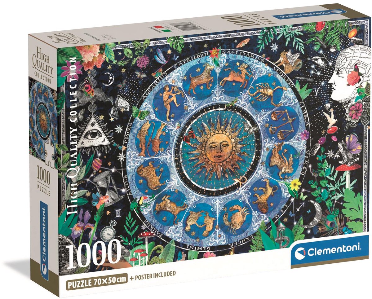 Clementoni - puzzel - 1000 stukjes - astrologische kaart 2025 - puzzel voor volwassenen - high quality collection