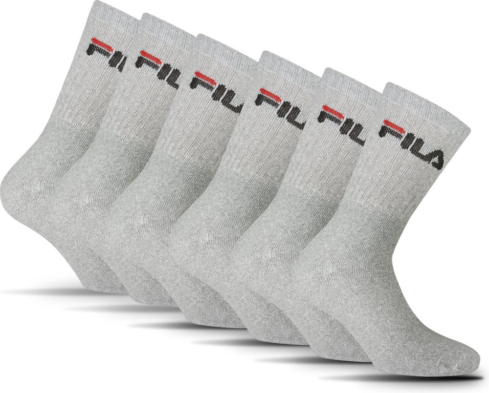 Fila crew sportsokken - maat 43 46 - 6 pack - grijs