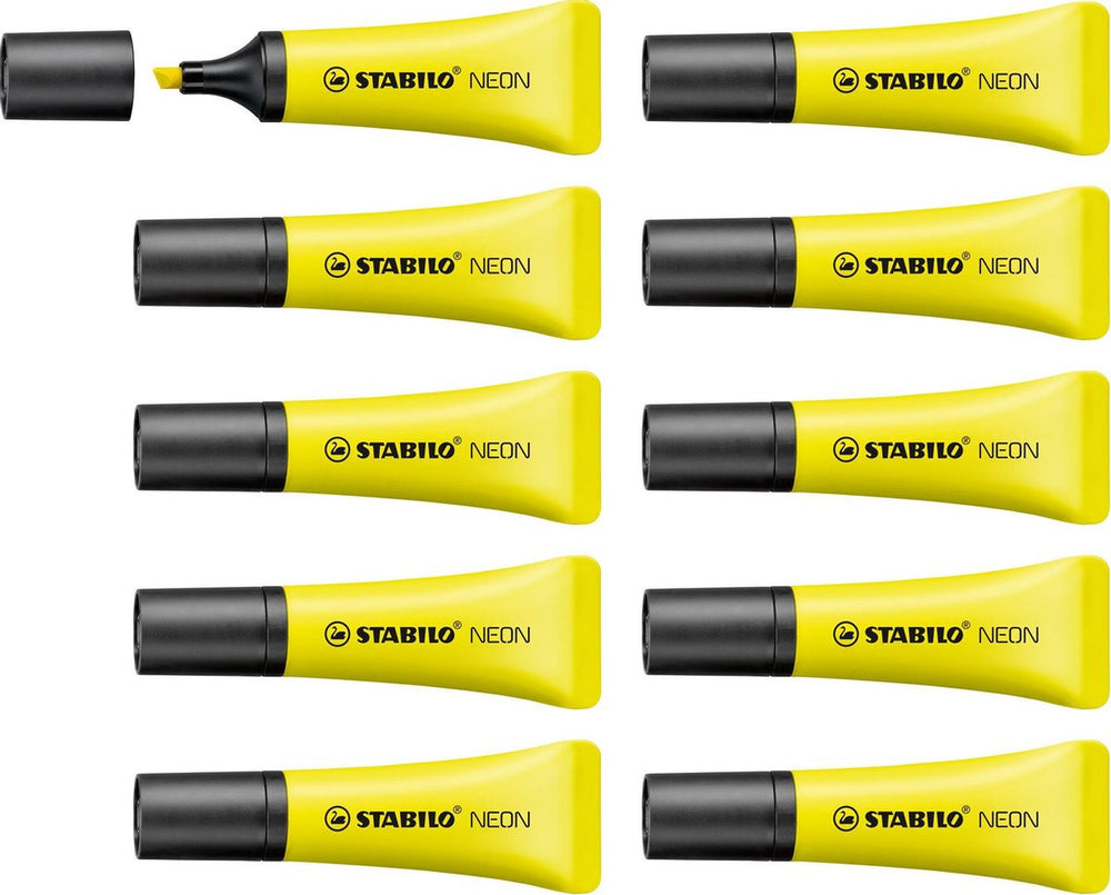 Stabilo neon - markeerstift - unieke tube vorm - geel - doos à 10 stuks