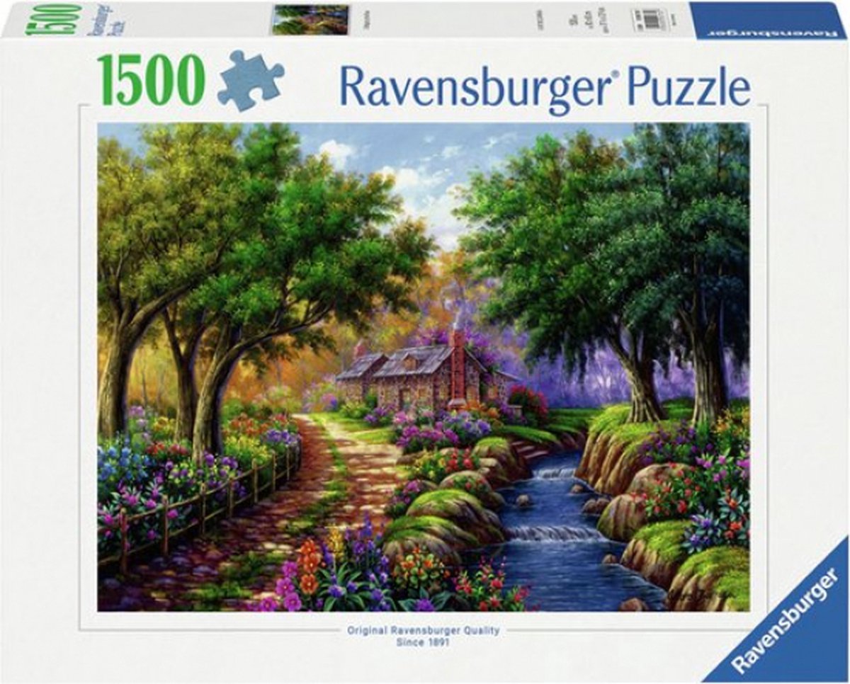 Ravensburger legpuzzelhuisje bij de rivier, 1500e.