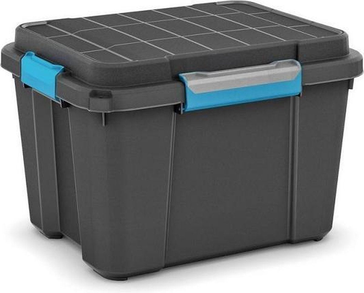Kis scuba opbergbox m - 45l - 39x49,5x34cm - zwart blauwe clips