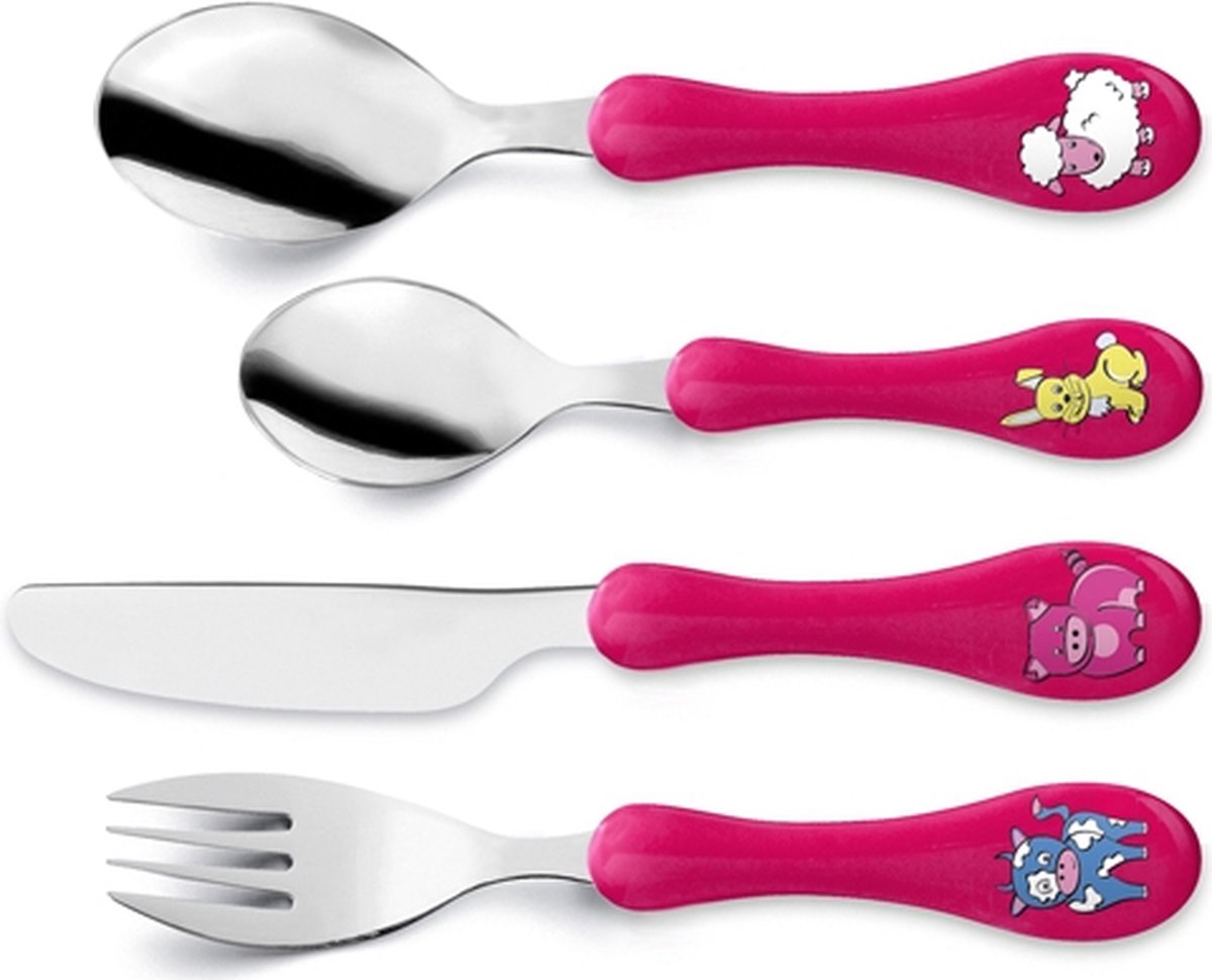 Amefa kinderbestekset rvs - fuchsia - 4-delig