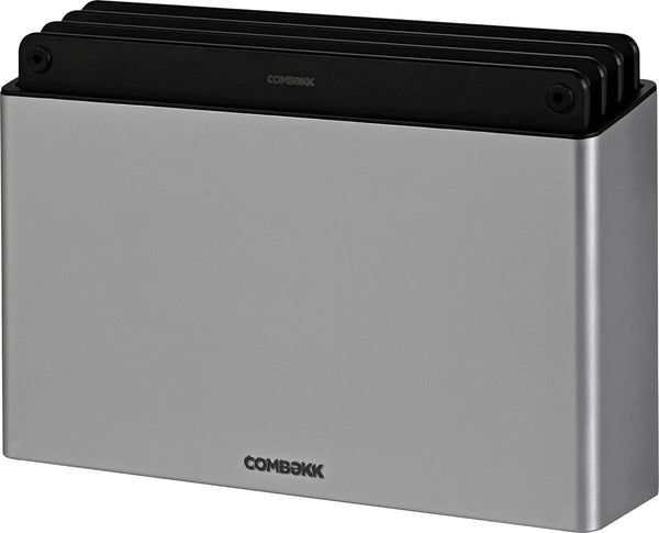 Combekk snijplankenset 4pcs - 100% gerecycled abs en fsc geperst hout – microplasticvrij - antibacterieel - vaatwasser bestendig – steel – 20x30 cm