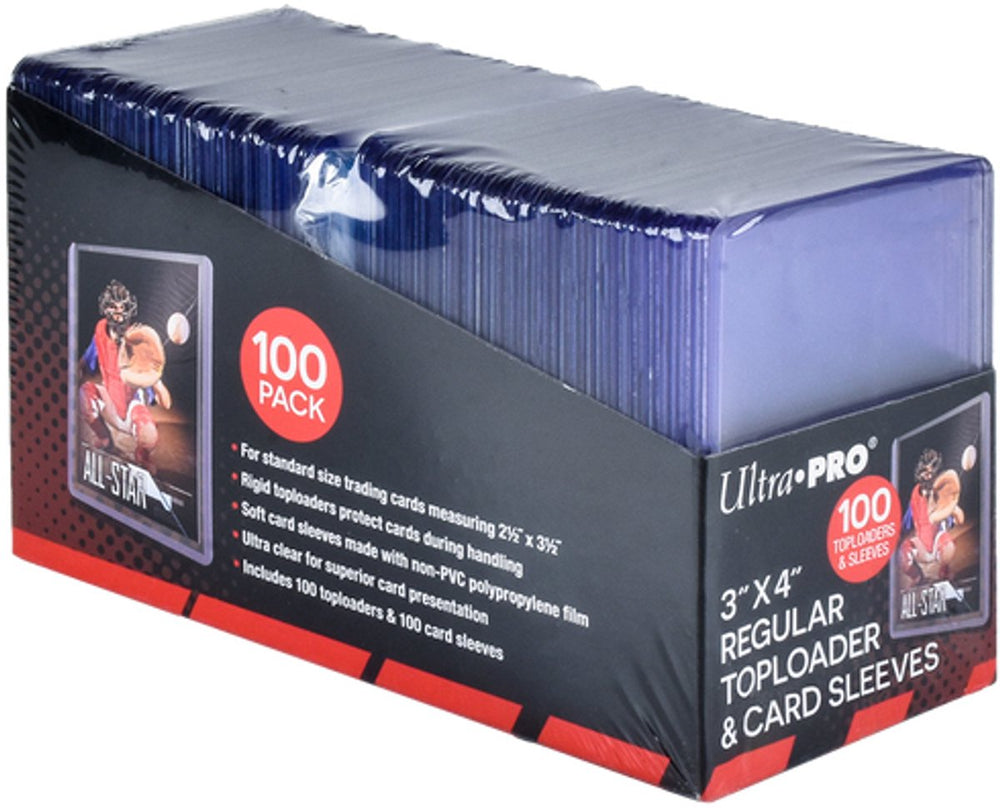Ultrapro ultra pro - toploader - toploaders - 3 x 4 (100) clear regular card sleeves (100) - tcg - trading card game - up