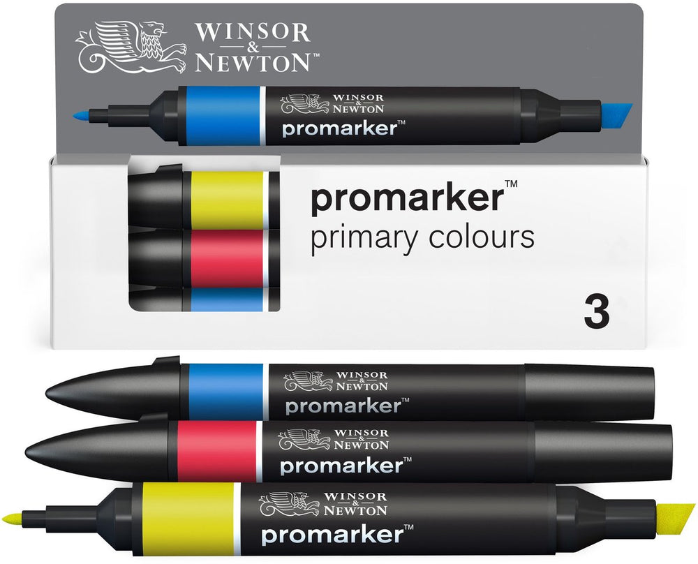 Winsor newton 0290190 promarker set 3 stuks – primaire kleuren (primary colours) – alcoholmarkers met dubbele punt
