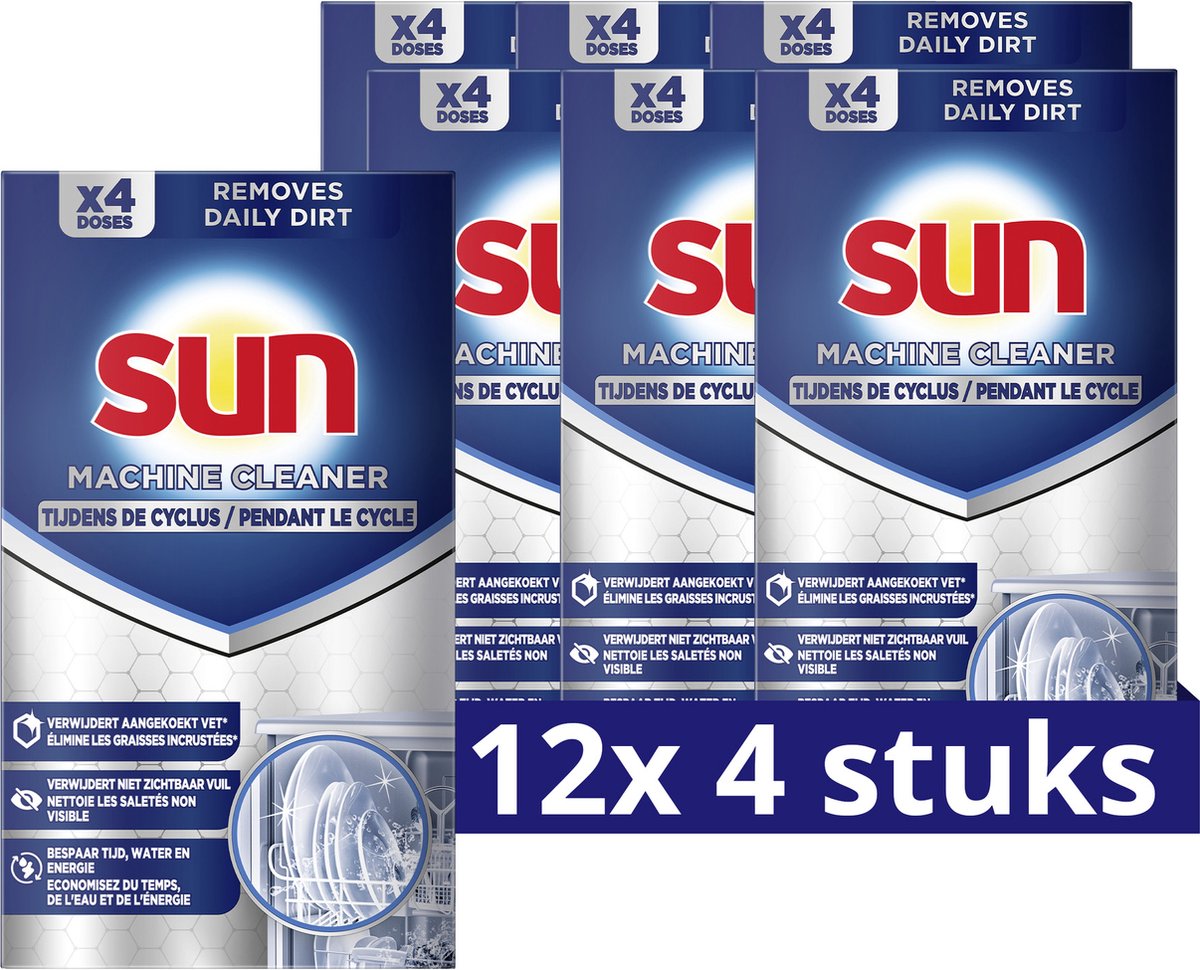 Sun vaatwasmachinereiniger - in-wash - 12 x 4 doses - voordeelverpakking