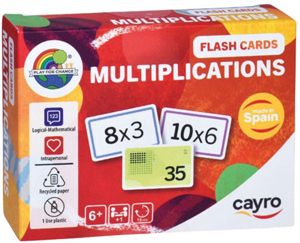 Cayro flash cards vermenigvuldigen - 110 educatieve kaarten voor de tafels van 1 tot 10 - kleurgecodeerd per tafel - leer vermenigvuldigen op een speelse manier - 1-8 spelers - vanaf 6 jaar - collection